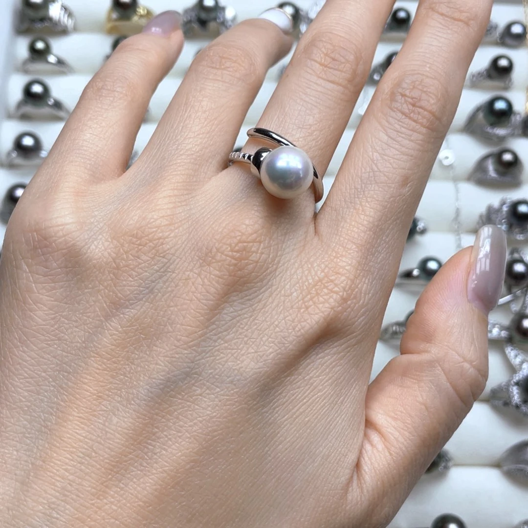 戒指银S925镶嵌淡水珍珠