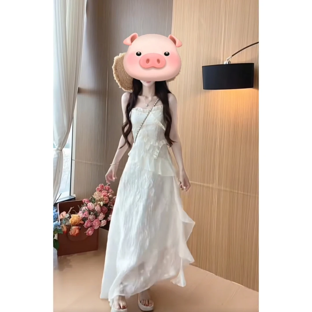【晚晚推荐】新款设计感仙女吊带连衣裙气质不规则下摆裙（无胸垫）