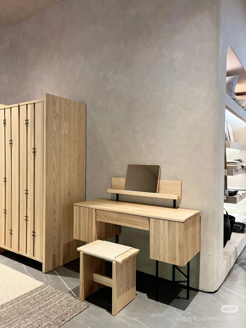 【包邮】东莞产地K12054侘寂风原木风白蜡木妆台妆镜现代简约