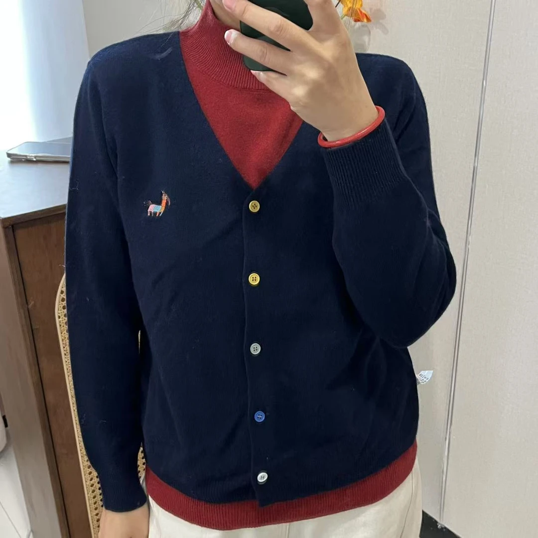 假两件短款春季秋季毛针织衫休闲圆领网红长袖秋冬毛衣上衣高品质