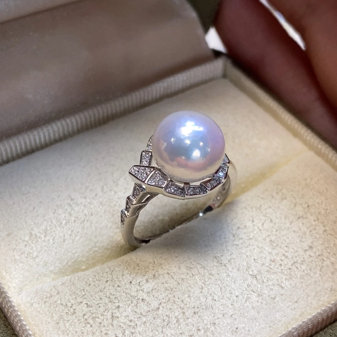 淡水珍珠戒指银S925镶嵌微瑕