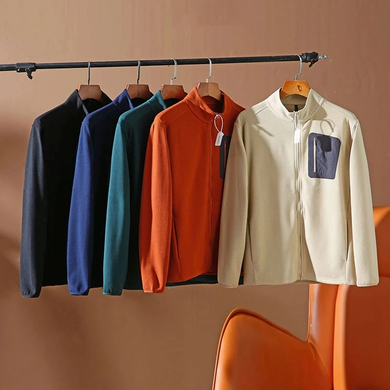 情侣款新款保暖P绒拉链开衫男女款压胶口袋立领外套C1315