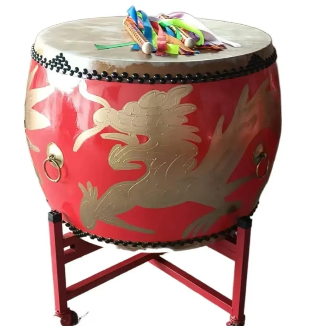 黄牛皮龙鼓黄牛皮鼓牛皮鼓锣鼓队专用演出红鼓黄牛皮大鼓加厚耐用