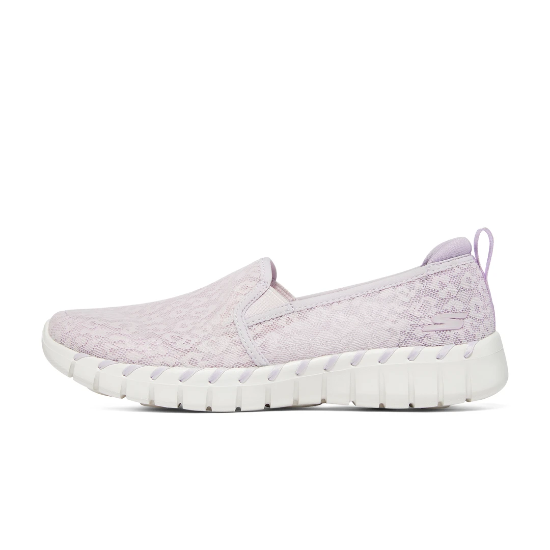 Skechers斯凯奇甜美风蕾丝健步鞋女2025新款轻质缓震一脚蹬休闲鞋