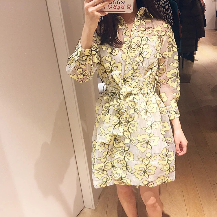 【MonTendre】 M 夏季新款 优雅气质刺绣欧根纱连衣裙