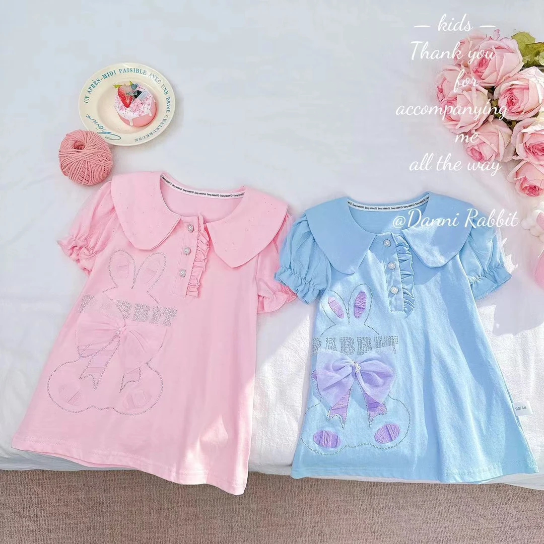 女童夏季新款泡泡袖兔子POLO衫连衣裙 D-C852