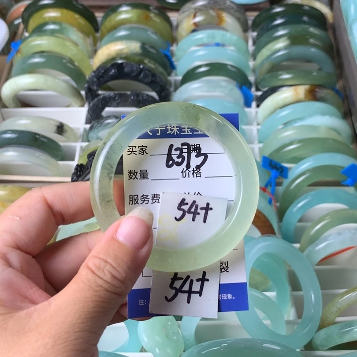 未镶嵌蛇纹石玉手镯6373