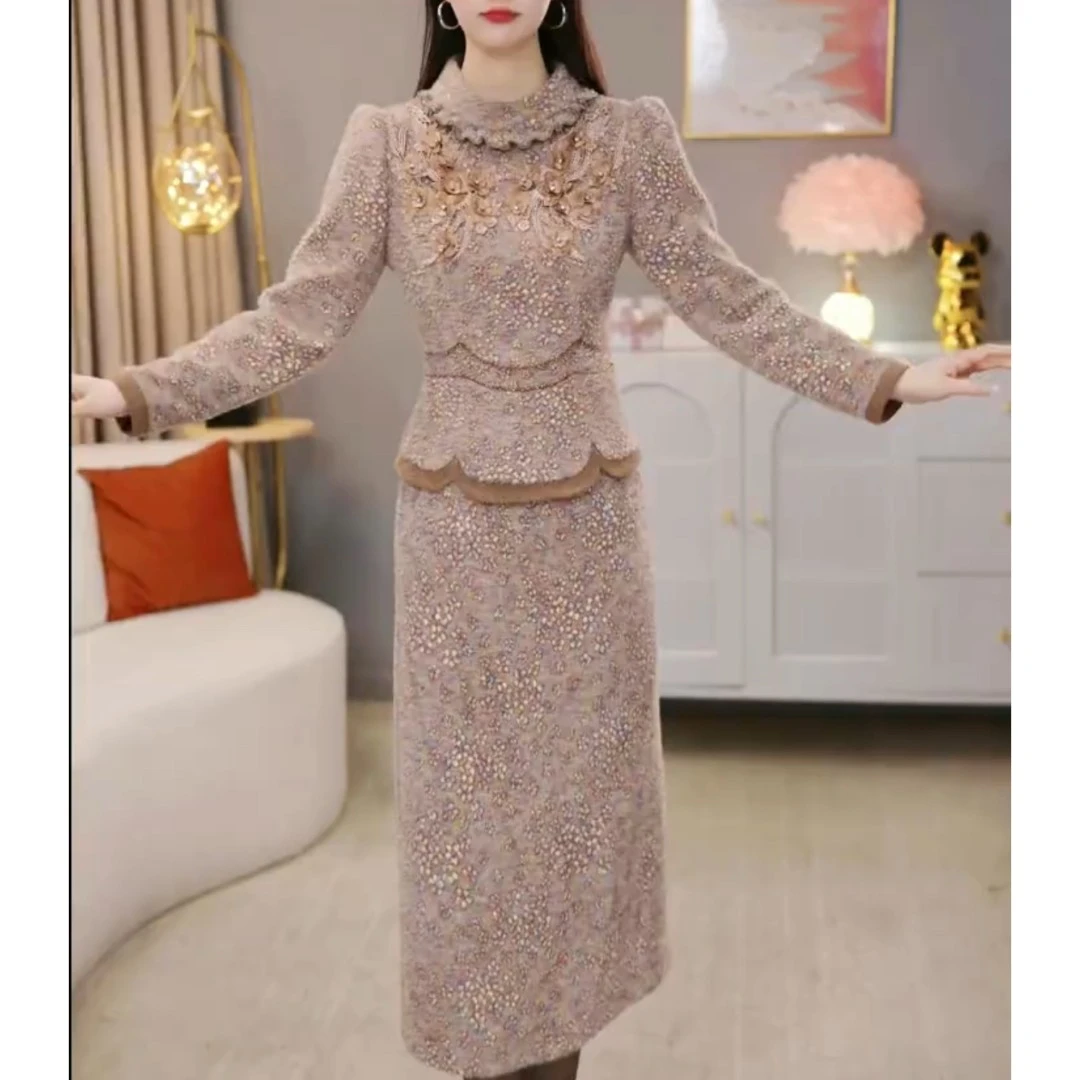 【宠粉定制】C1639图片色连衣裙优雅气质时尚减龄收腰显瘦冬季