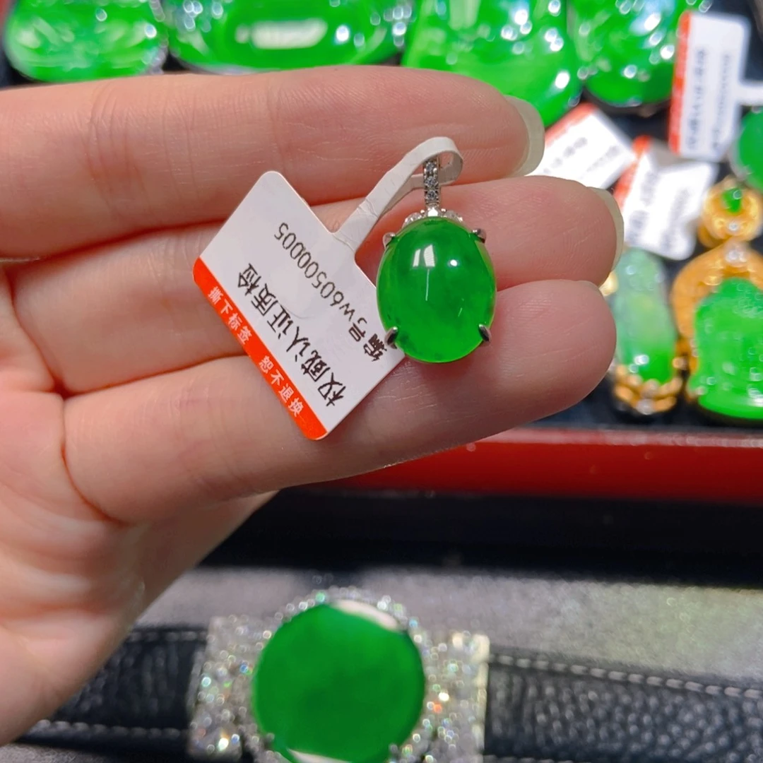 翡翠银S925镶嵌吊坠(不含链)