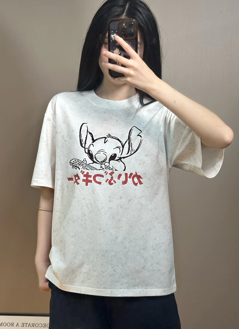 703-运动风修身型印花短袖短款T恤百搭简约西域风清白色纯棉时尚