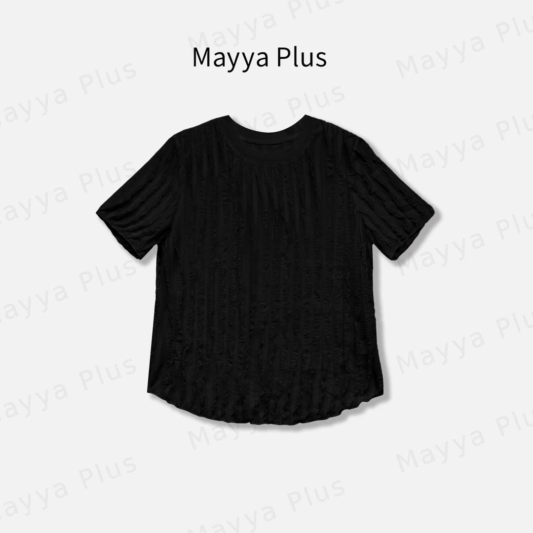 【云间】Mayya Plus麦芽定制设计感立体荷叶边短袖T恤上衣32526018