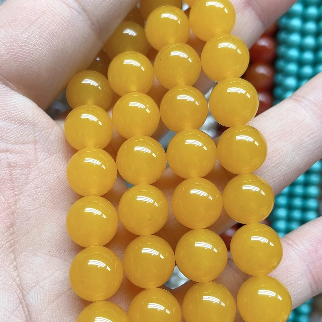 玛瑙/玉髓合金珠宝半成品10mm黄龙玉一条