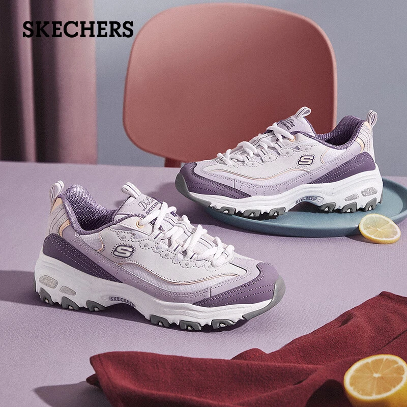 斯凯奇透气熊猫老爹鞋女鞋厚底百搭缓震休闲鞋奶茶熊运动鞋13143