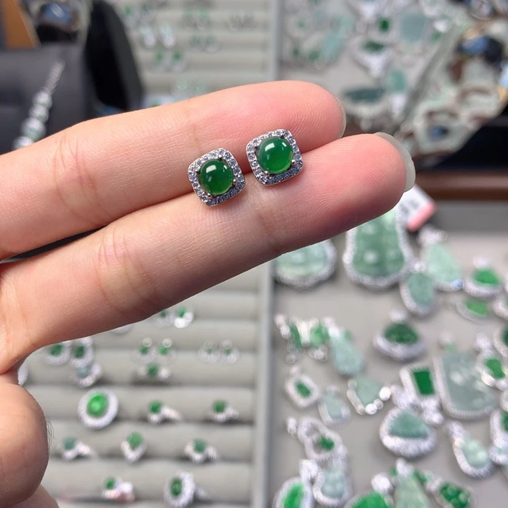 翡翠未镶嵌耳饰耳钉