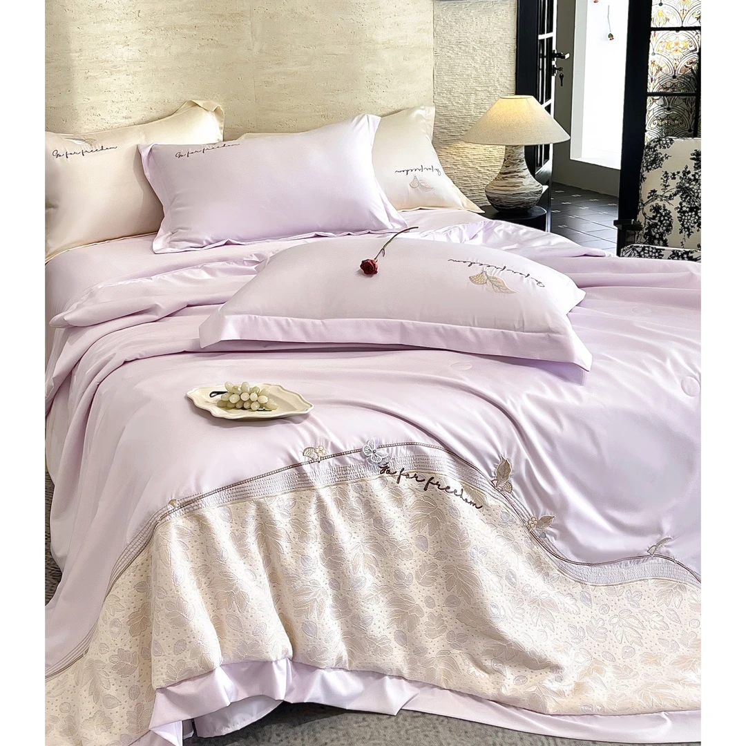 【夏被四件套】法式蕾丝手工钉珠工艺款夏凉被四件套DZZ贝林纳