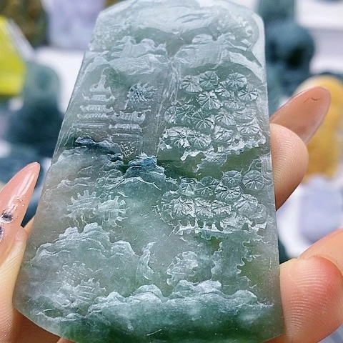 定制翡翠未镶嵌山水