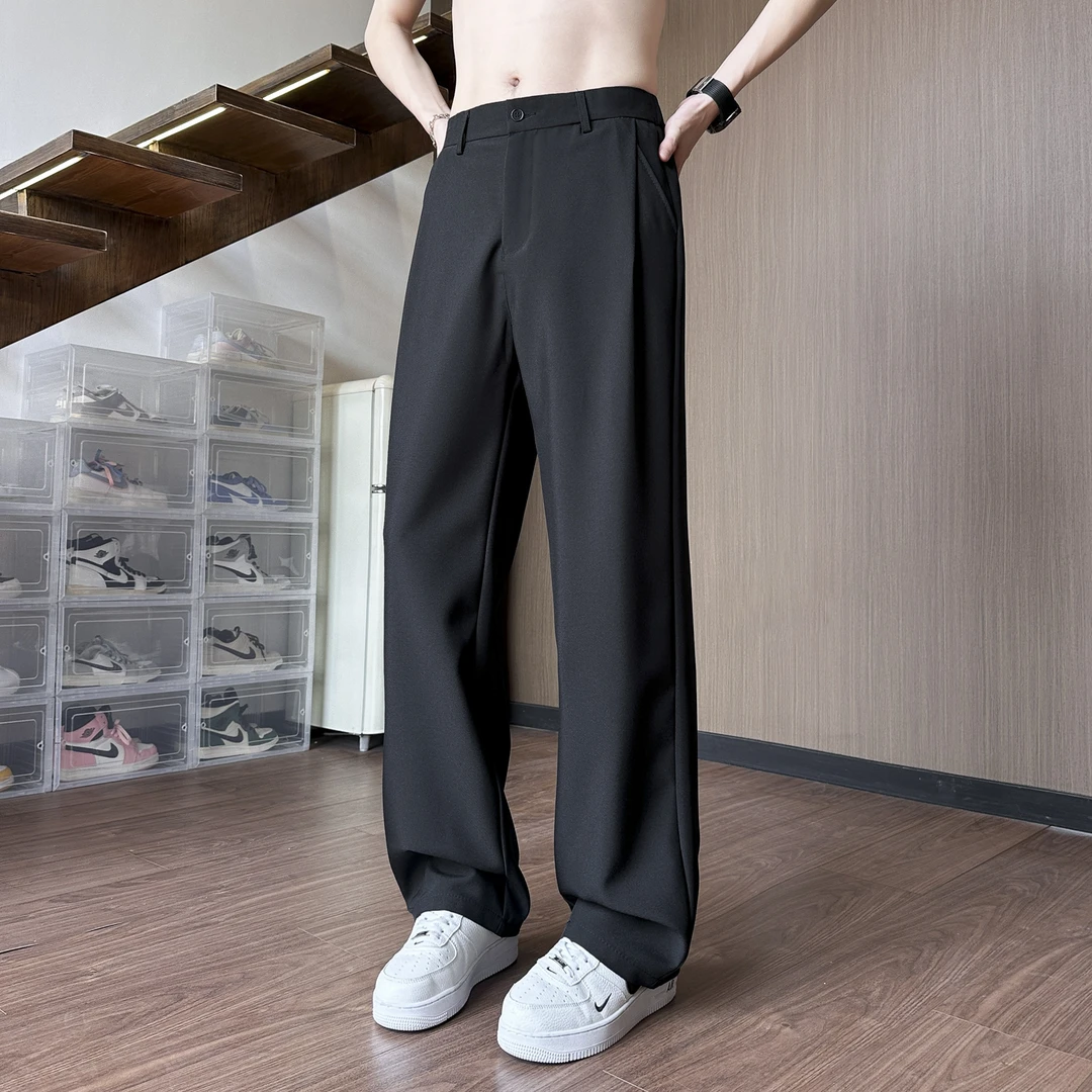 休闲裤男士西装裤夏季男款薄宽松直筒垂坠感潮牌美式西裤男长裤子