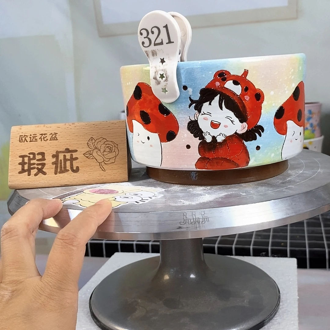 花盆紫砂红陶手绘花盆