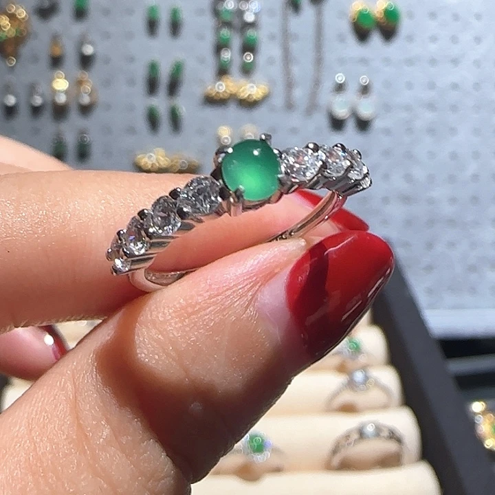 翡翠银S925镶嵌戒指