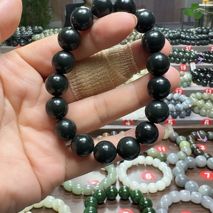 未镶嵌手链和田玉新疆黑青卡12