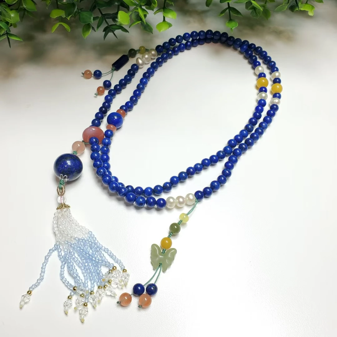 【青衣】X286青金石圆珠项链