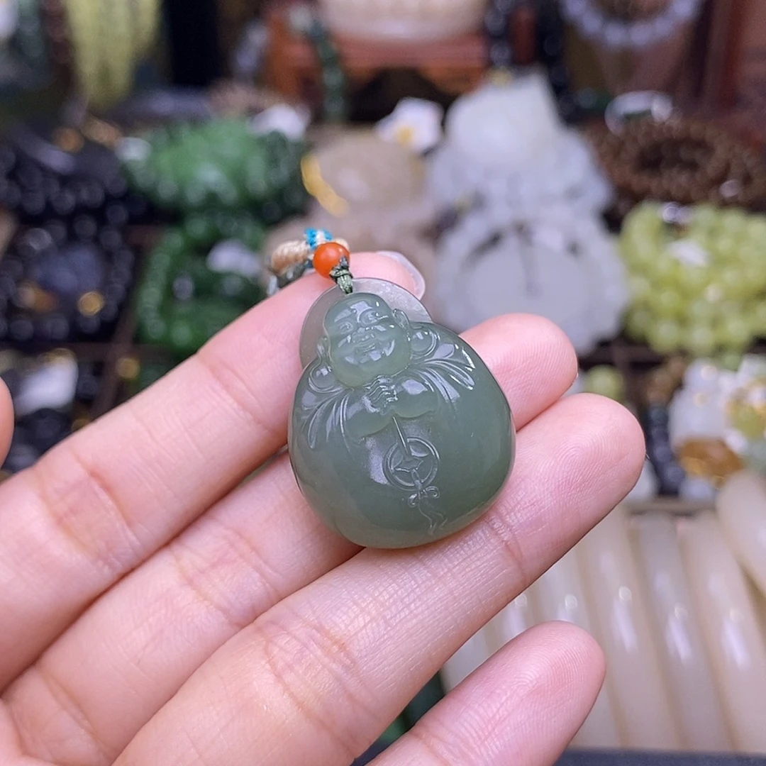 和田玉未镶嵌耳饰佛公吊坠清货价