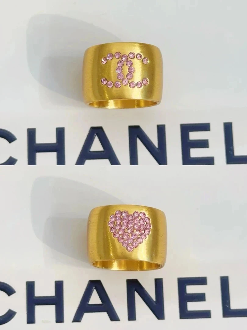 95新 Chanel/香奈儿 vintage香奈儿中古粉钻戒指（欧码52 53）