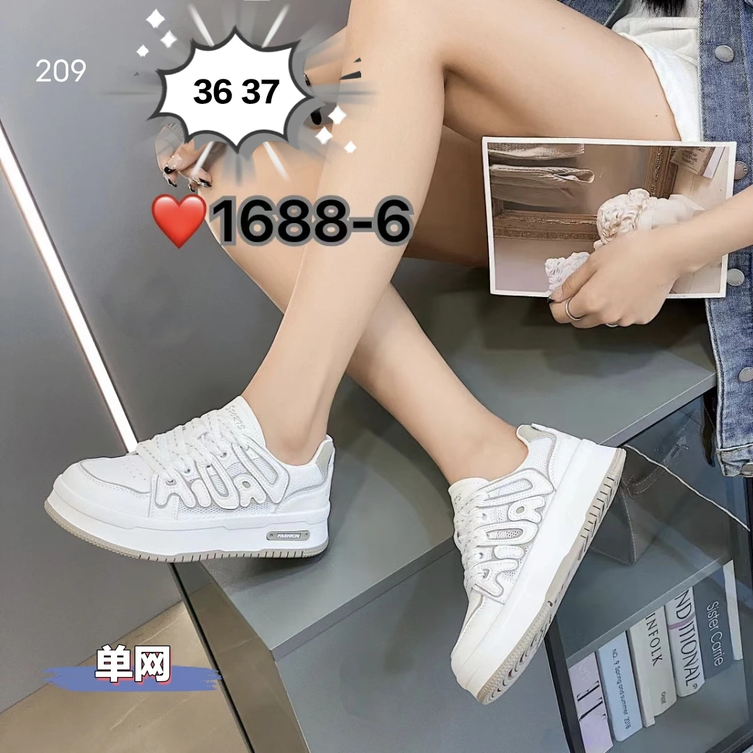 透气休闲板鞋系带圆头休闲板鞋女鞋