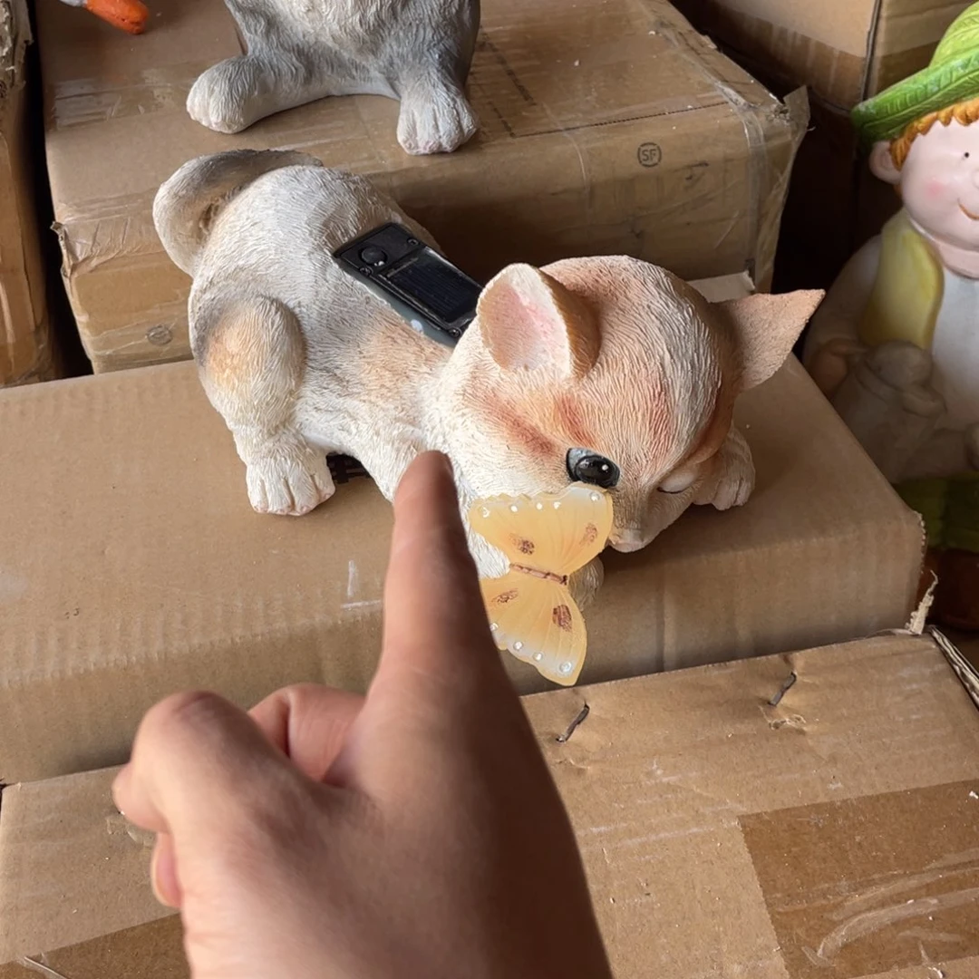 【闪购商品】树脂蝴蝶花猫摆件