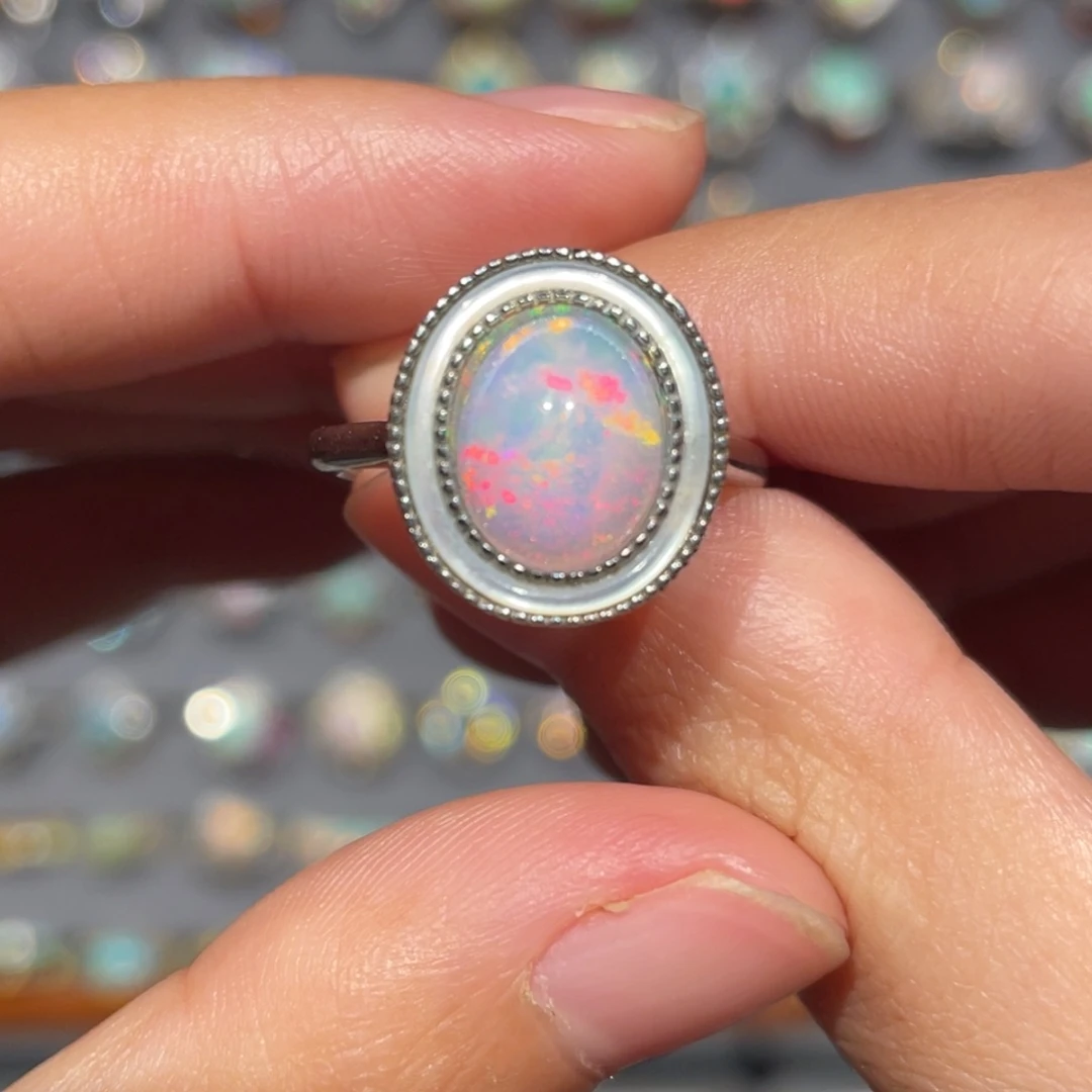 欧泊银S925镶嵌欧泊戒指