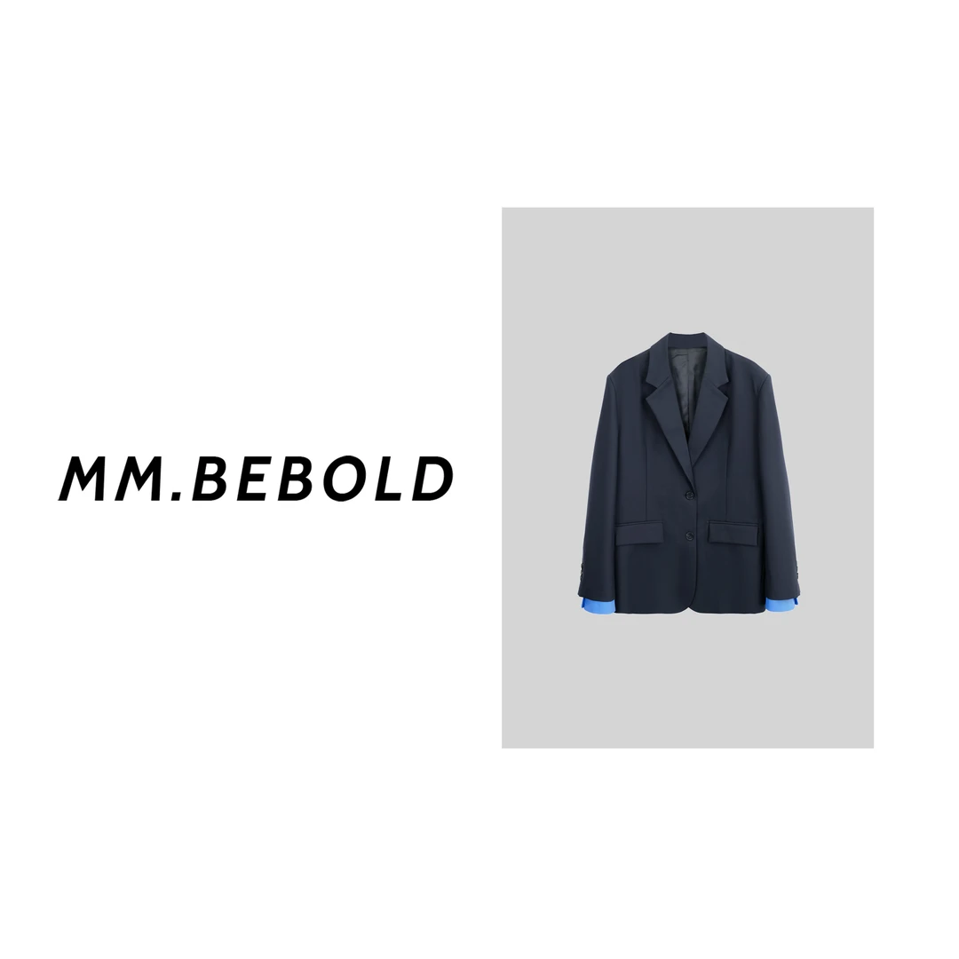 【妙姐精选】拼色翻领长袖西装MQJ2037