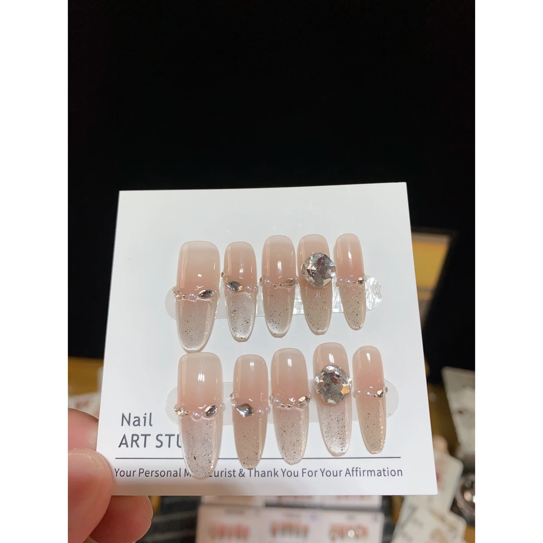 【流年信筏】显白气质法式猫眼纯手工穿戴甲时尚百搭美甲10片