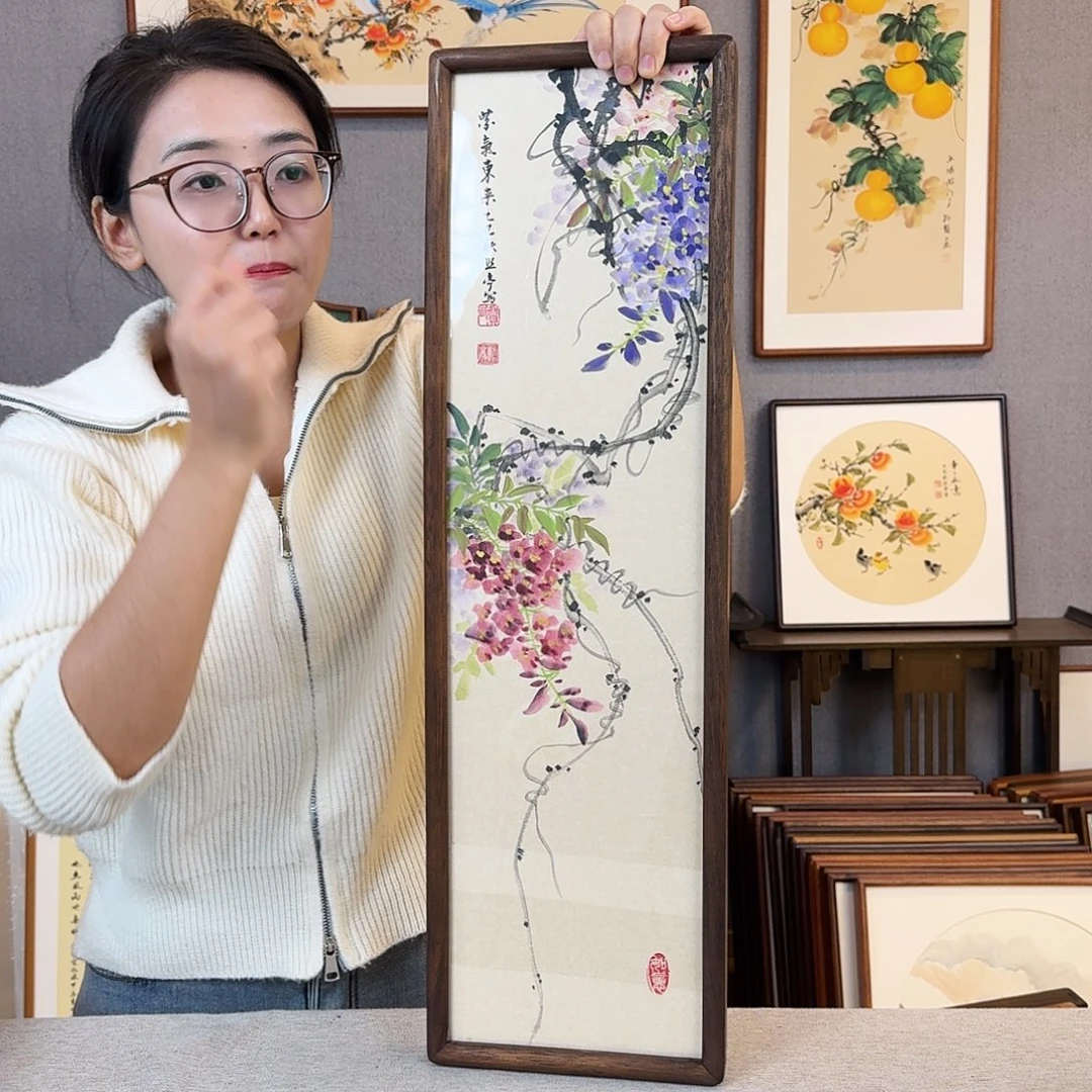 书法纯手绘，纯手写带框尺寸：20×70厘米