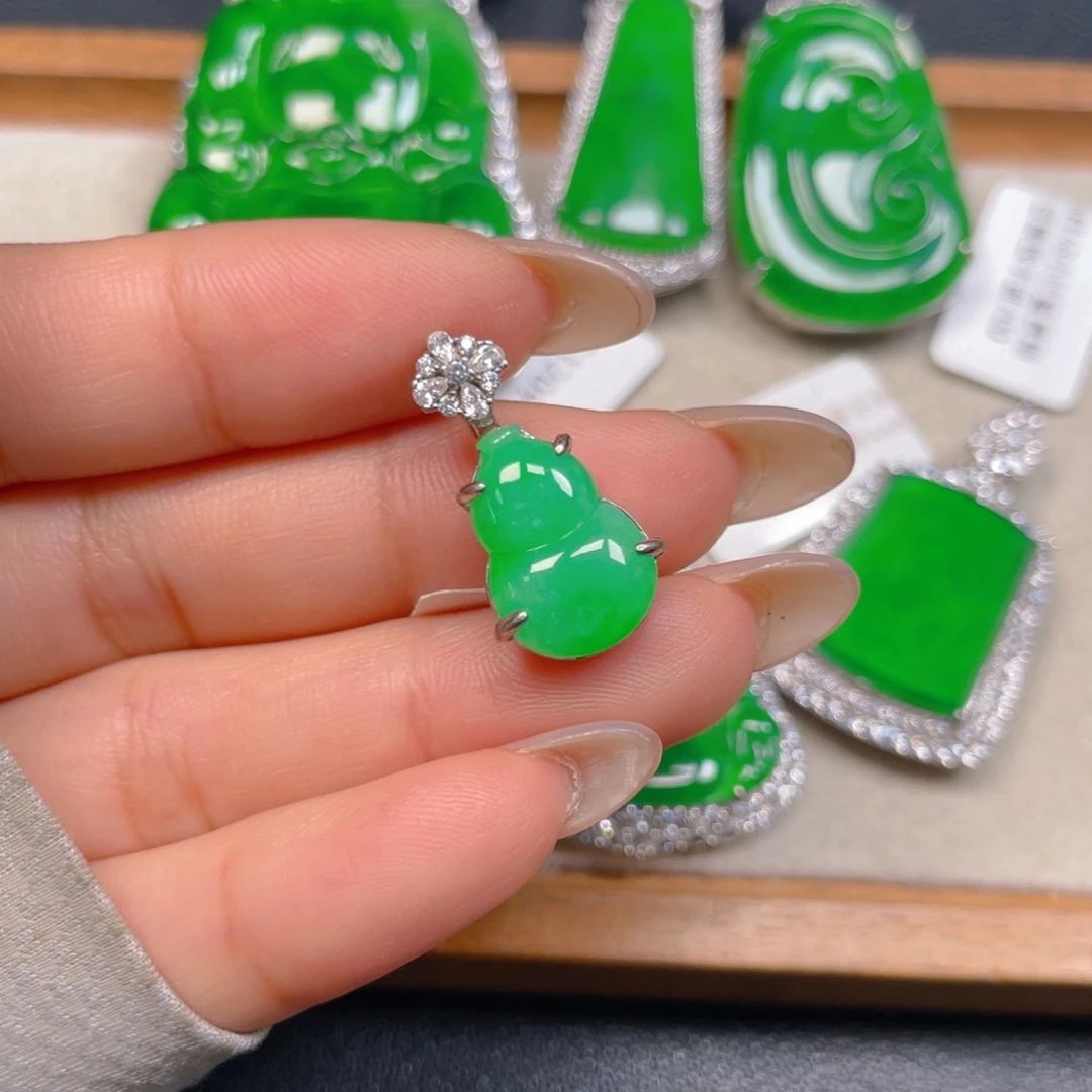 翡翠银S925镶嵌挂件