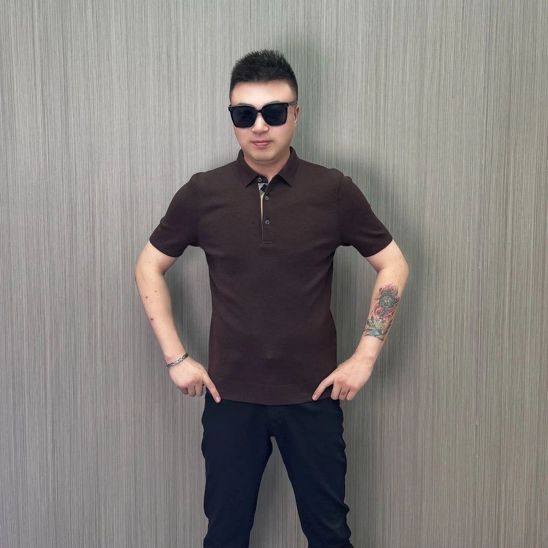 【6009】男士百分百精纺羊毛半袖简约百搭高端大气微修身短袖羊毛衫