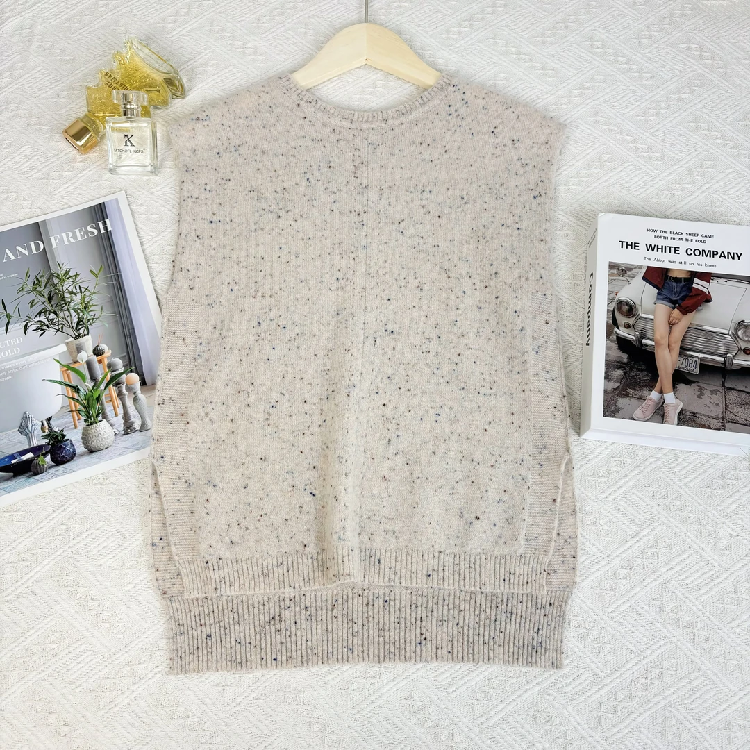 玲姐定制-无袖马甲背心开叉下摆气质针织马甲508217