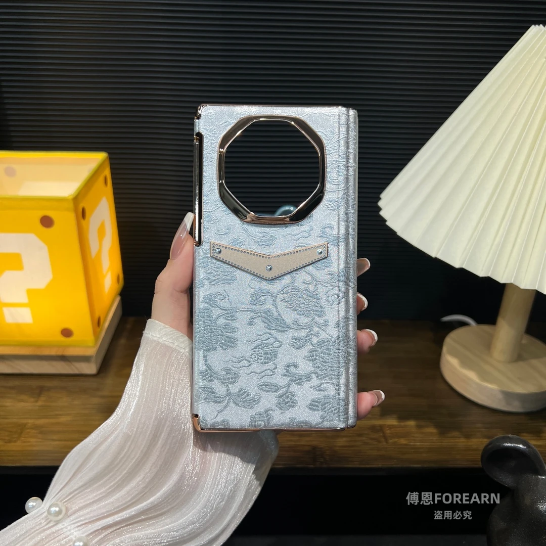 适用于华为MateXTs手机壳双中轴matext三折叠屏xts保护套xt花纹