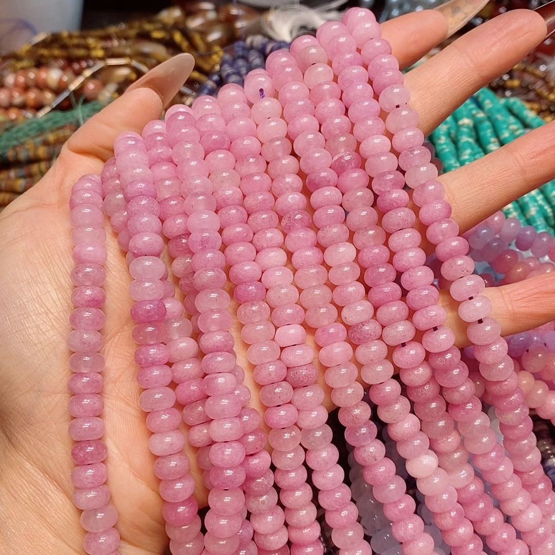 玛瑙/玉髓未镶嵌珠宝半成品8mm天然石紫玉算盘一条
