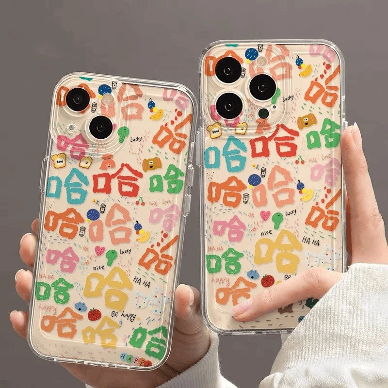 【店铺热销】彩色哈哈哈适用苹果15PROMAX手机壳iPhone14女13个性