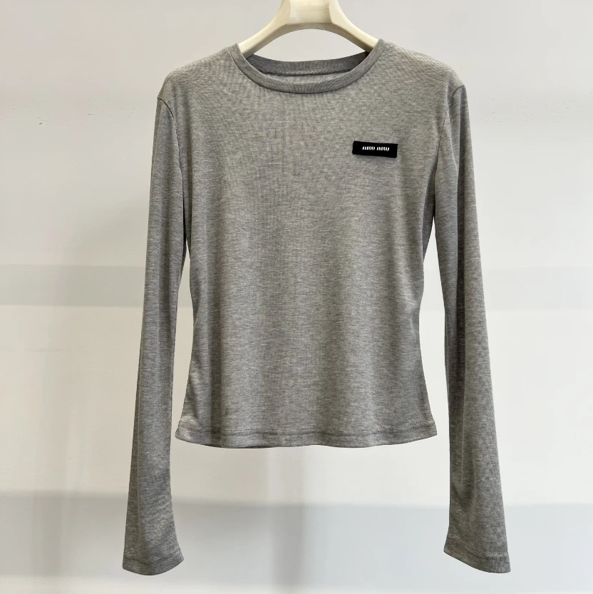 LL 四季百搭新款轻薄亲肤高级灰简约打底纯色T恤上衣 16219-1