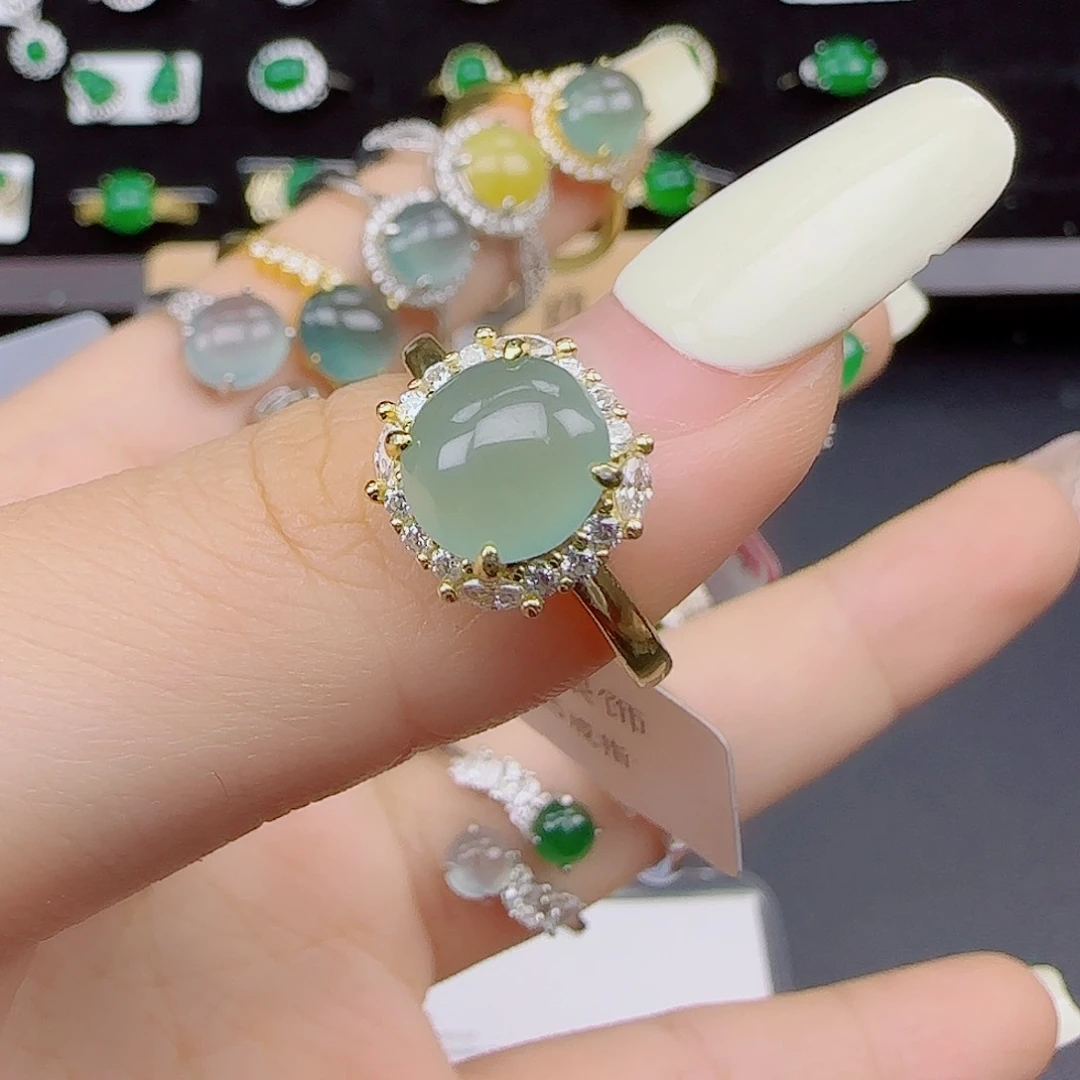 翡翠戒指银S925镶嵌111111