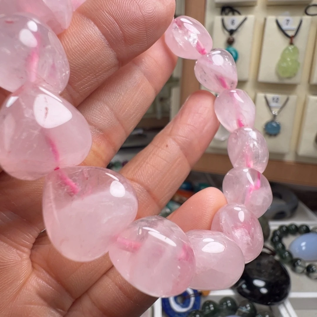 芙蓉石未镶嵌手链天然粉晶