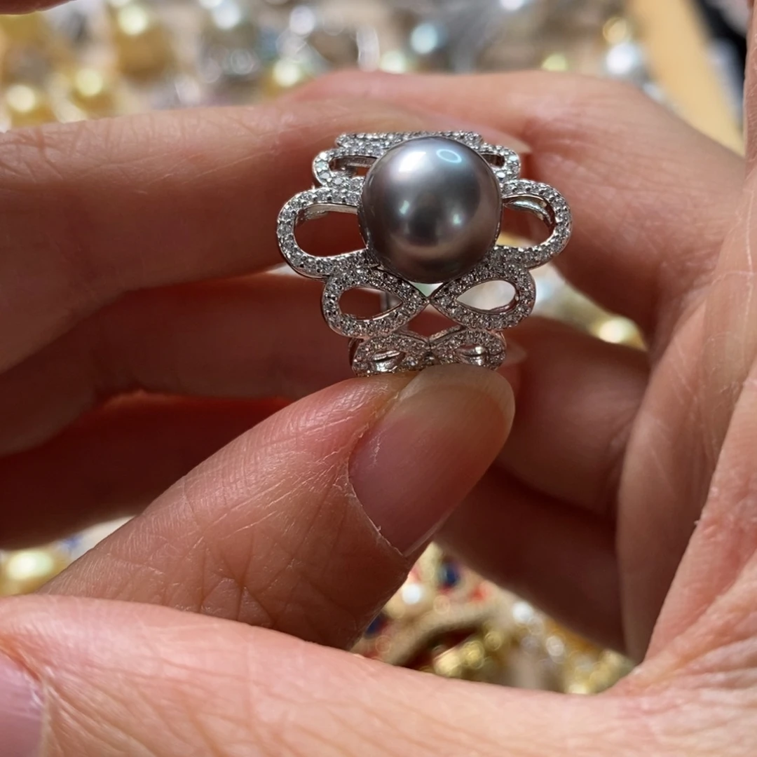 海水珍珠戒圈银S925镶嵌
