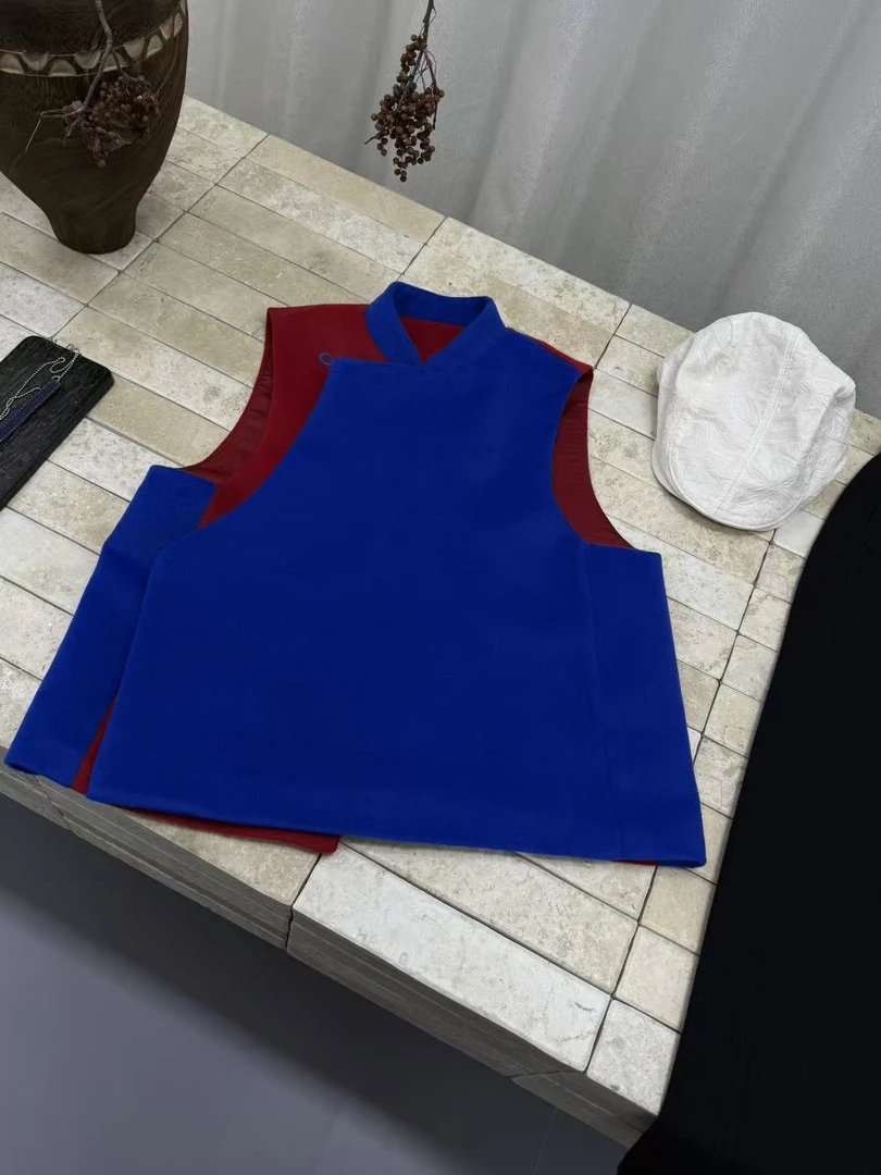 【与你】设计师款新中式秋冬拼接时尚妮子马甲小众个性时装款