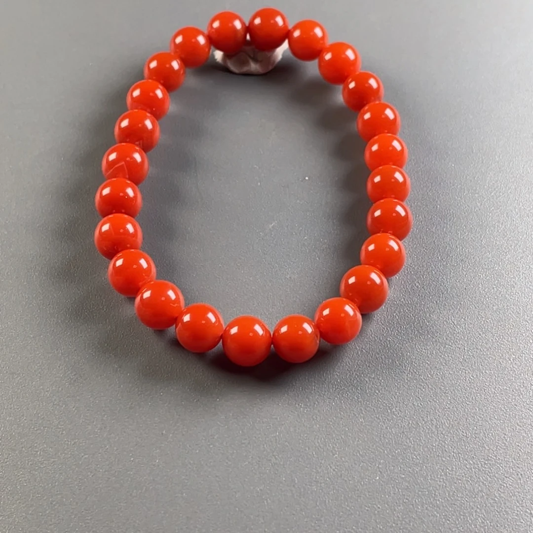 南红玛瑙未镶嵌保山天然原矿杨柳柿子红7➕mm手串
