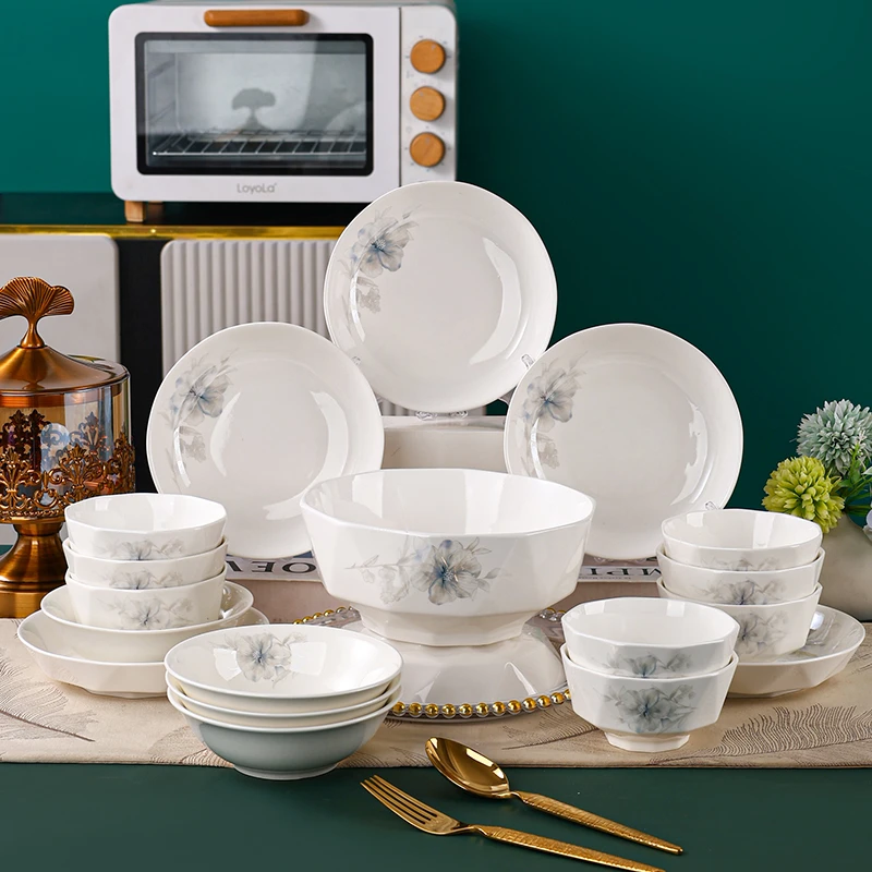 【不带礼盒】19件套倾城之恋轻奢家用简约餐具陶瓷中式欧式高档