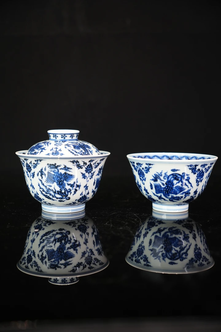 舜瓷天工一品青花缠枝莲少帅游龙戏凤盖碗陶瓷茶杯茶具主人杯