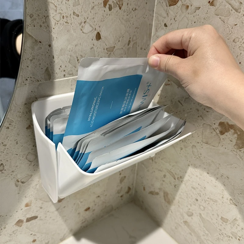拾物造家折叠面膜收纳盒壁挂可调节镜柜置物沥水架免打孔浴室整理