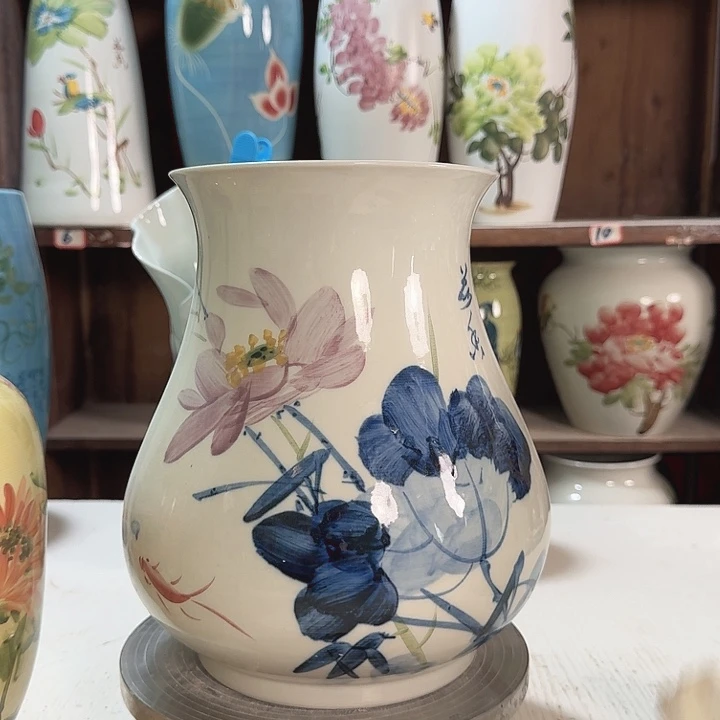 鱼尾高27青花荷花新款陶瓷陶瓷陶瓷