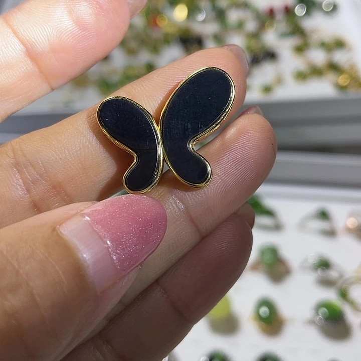 颈饰银S925镶嵌和田玉（墨玉）